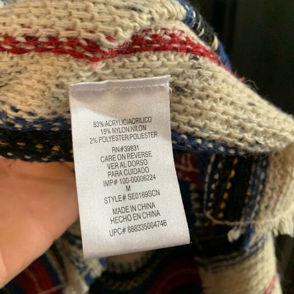 Sam Edelman Aztec Open Front Waterfall Sleeveless Striped Vest Cardigan | Medium - Picture 5 of 6